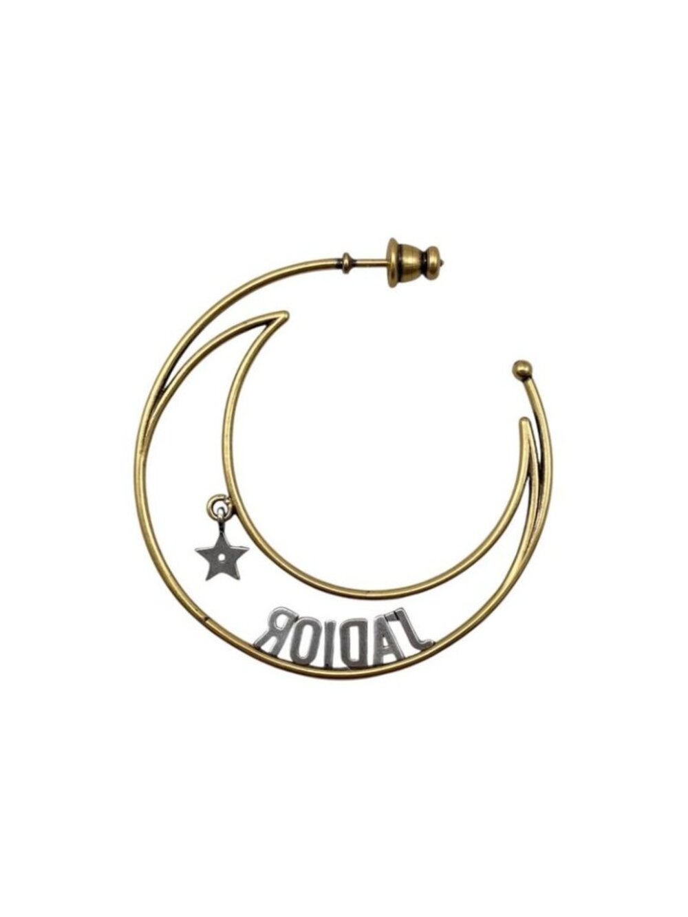 Dior Hoop Earrings Star Moon Crescent Logo Gold - Picture 9 of 14